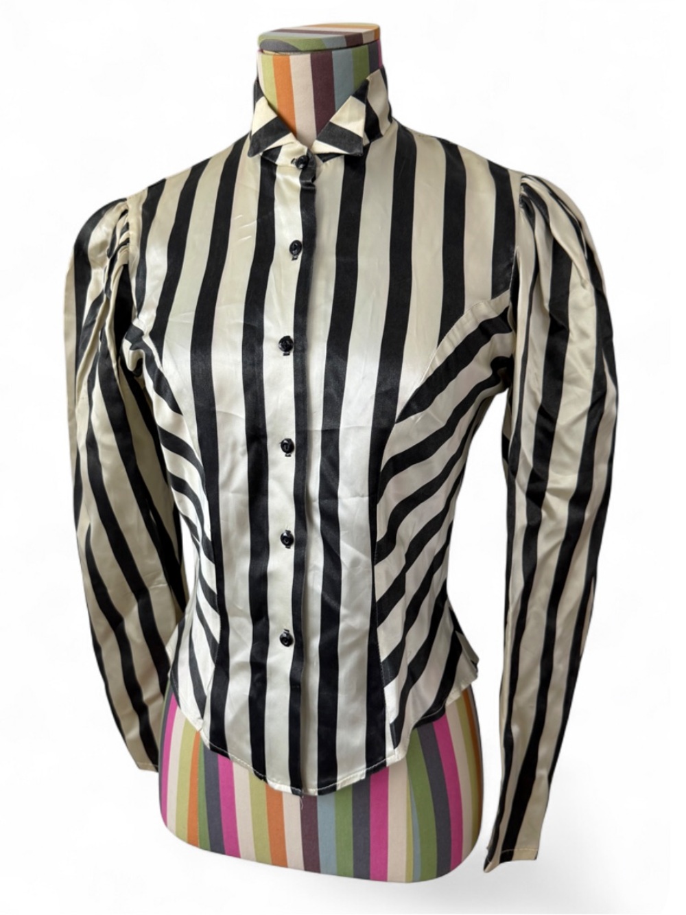 True Vintage SAUCI 1970s Striped Puff Sleeve Sleepy Hollow Blouse